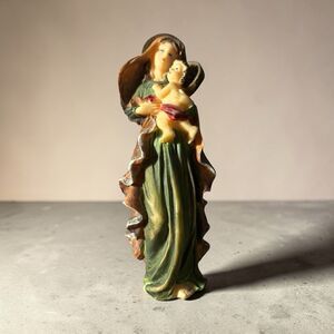Autom Resin Madonna And Infant Jesus 5” Vintage Figurine Baroque Style